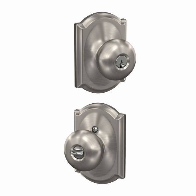 Satin Nickel Keyed Entry Lock with Knob and Trim D315
