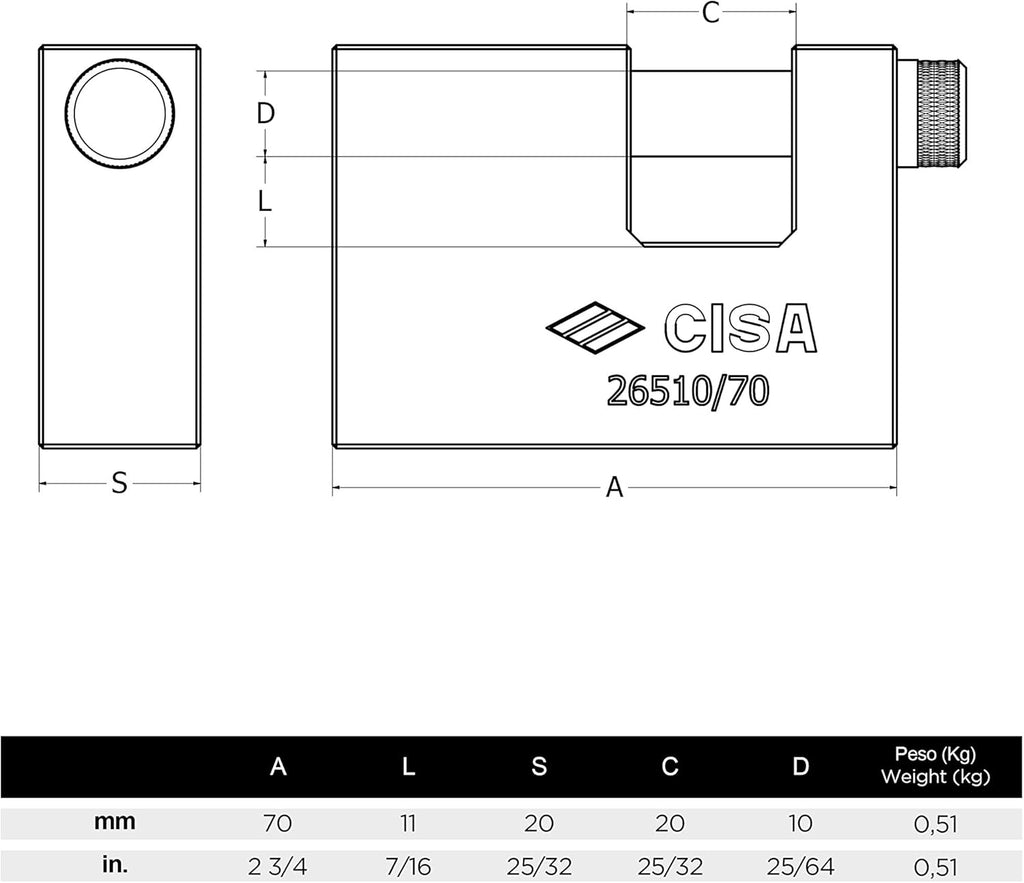 Solid Monoblock Heavy Duty Padlocks, 70mm, Pack of 2 P15512