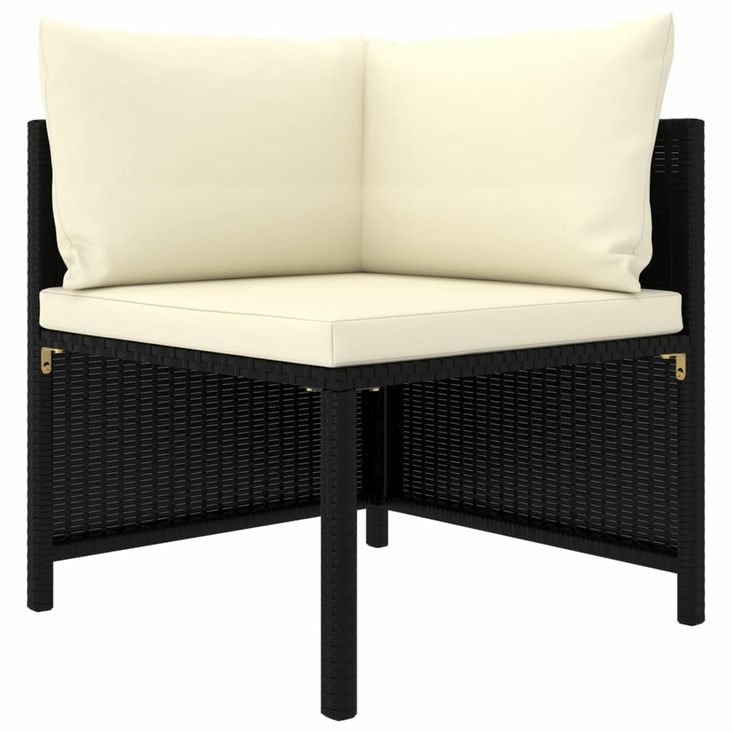 9 Piece Poly Rattan Garden Set with Cushions Black D4069