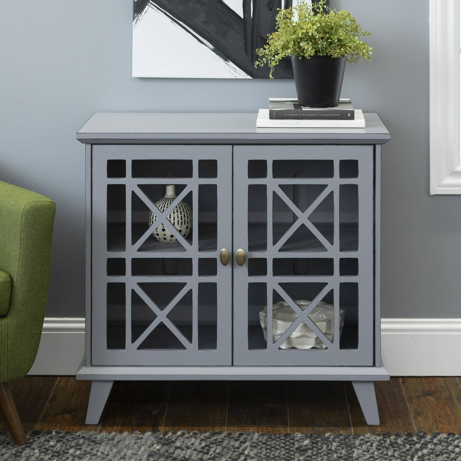 Grey 2-Door Accent Cabinet I3612