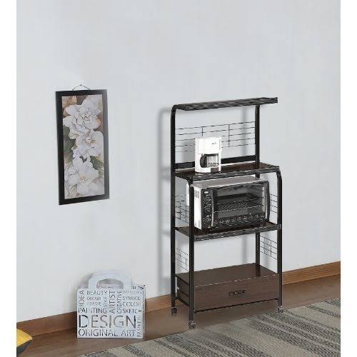 Black Kitchen Cart with Microwave Shelf A74044
