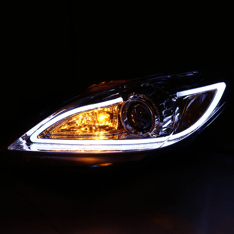 Chrome Projector Headlights with LED DRL Strip K250