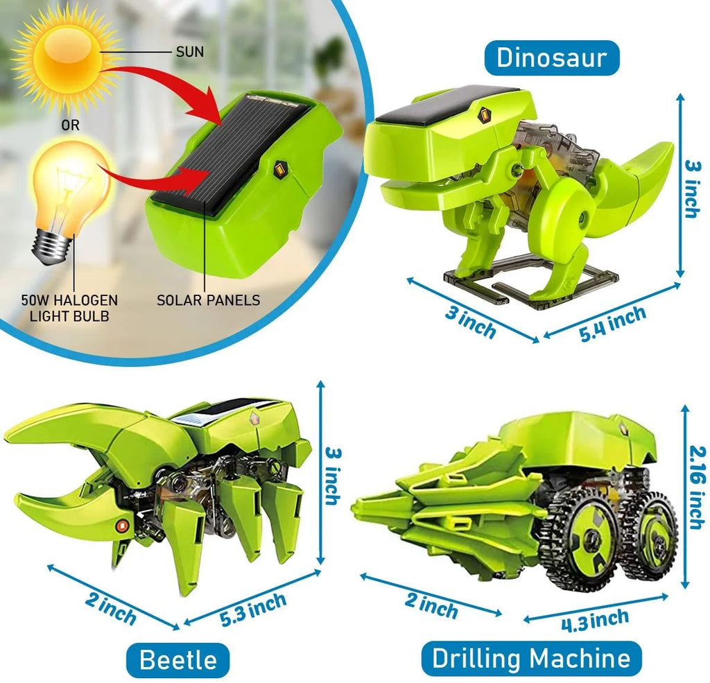 STEM Robot Building Toy Science Kit 3 in 1 Solar Dinosaur Desk Robot A222477