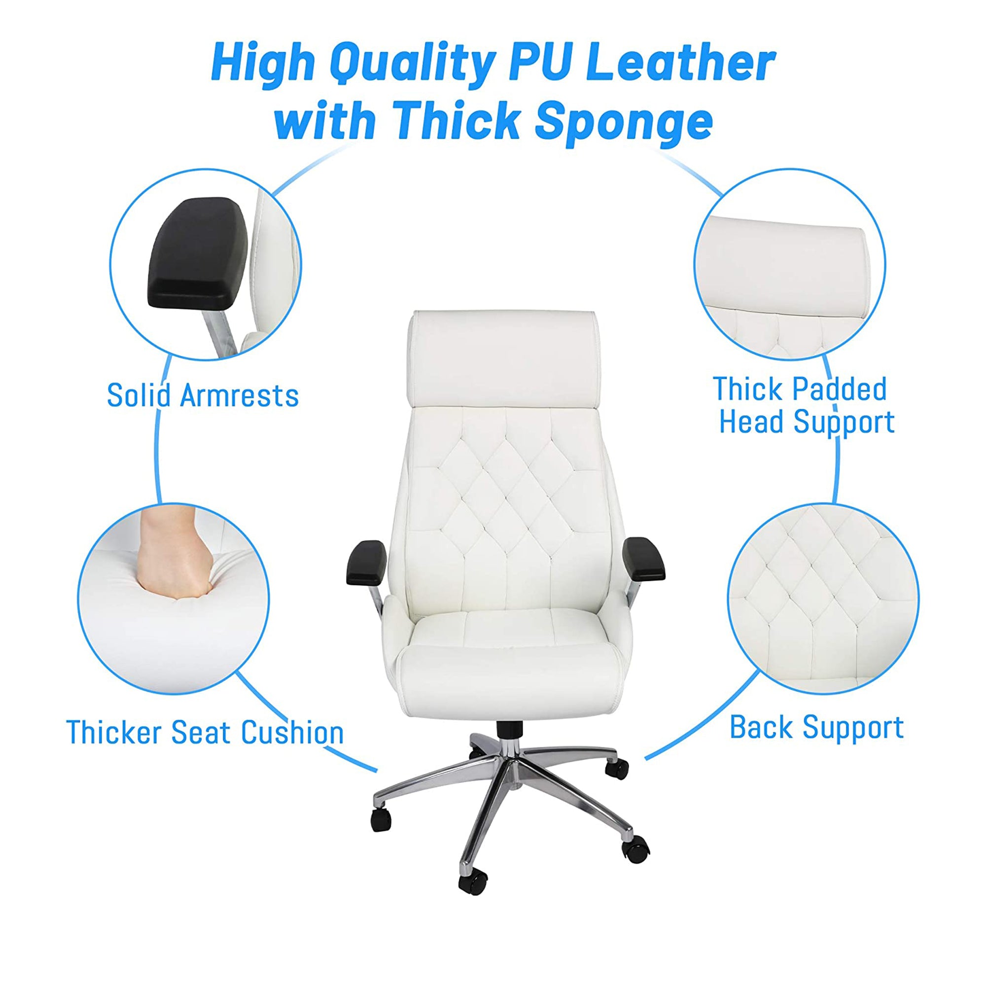 White Leather High Back Office Chair N7160