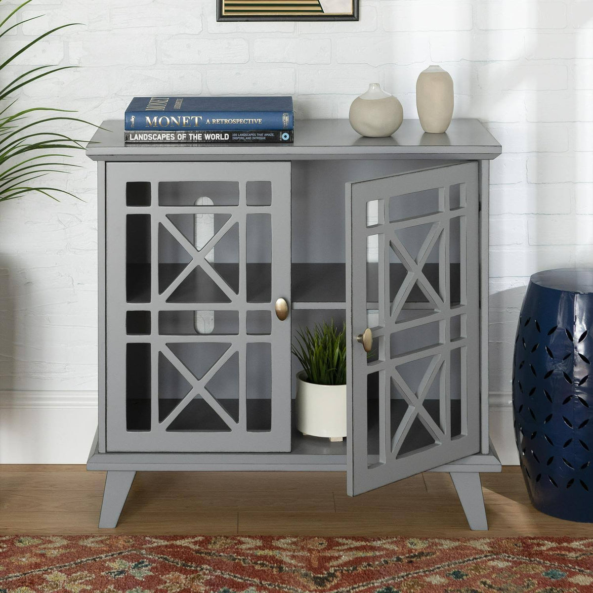 Grey 2-Door Accent Cabinet I3612