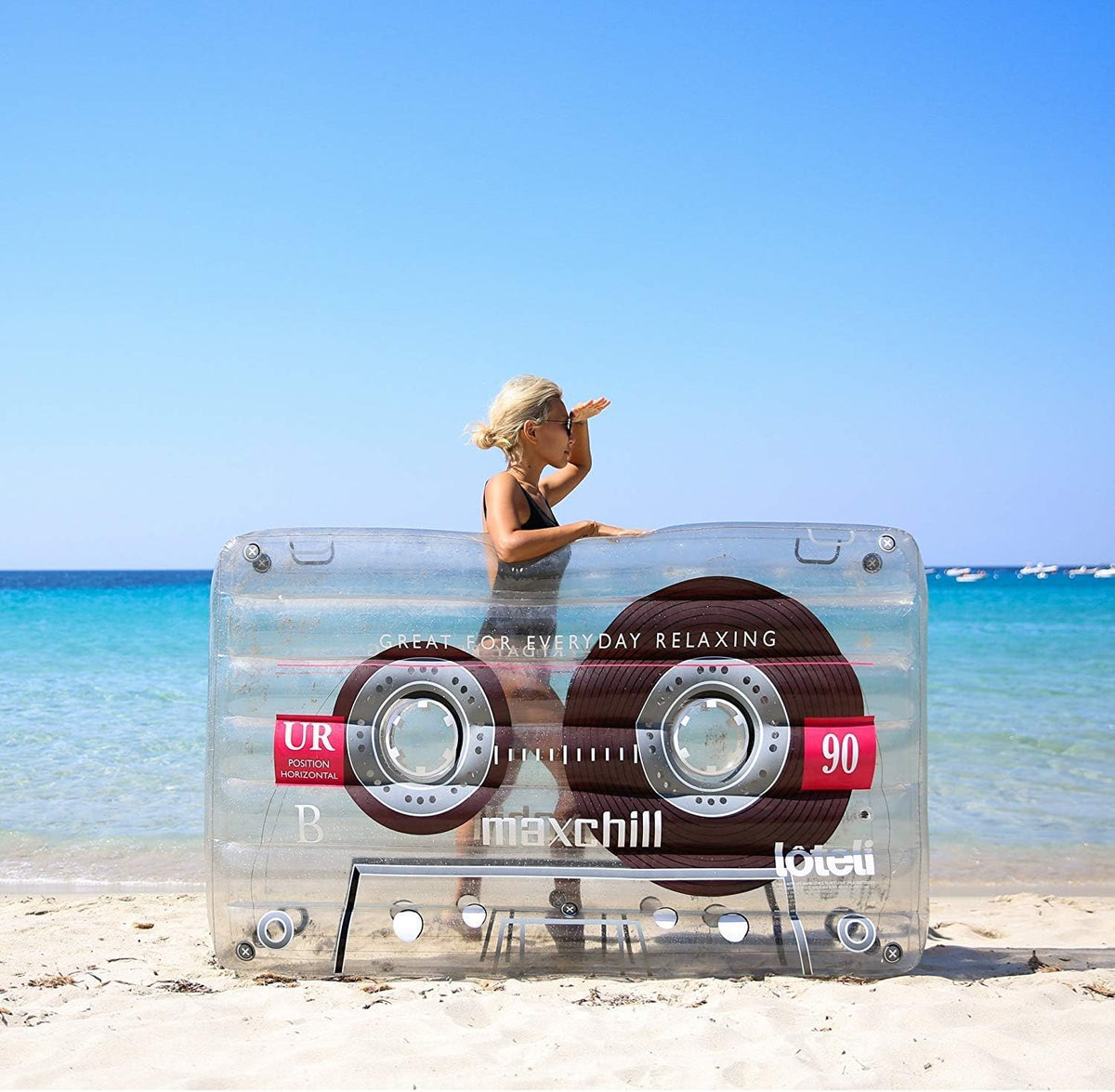 Oversized Clear Cassette Tape Pool Float Q4205