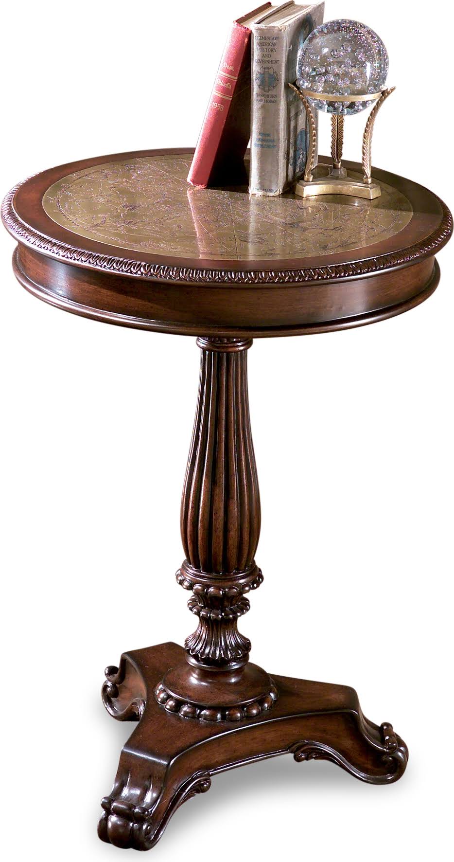 Etched Brass Round Pedestal Table Q6051