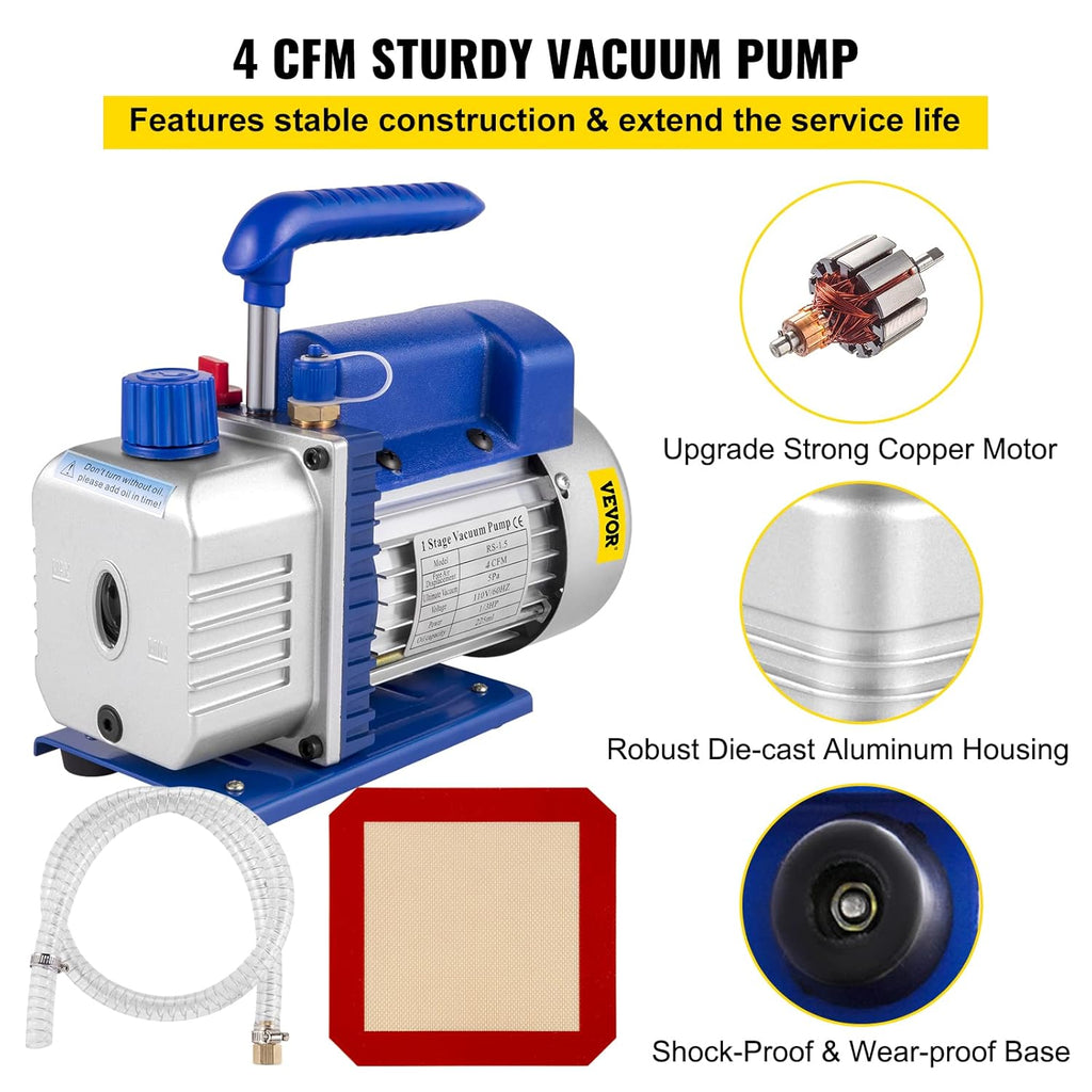 Vacuum Chamber Kit with Pump, 4CFM 1/3HP, 2 Gallon B831