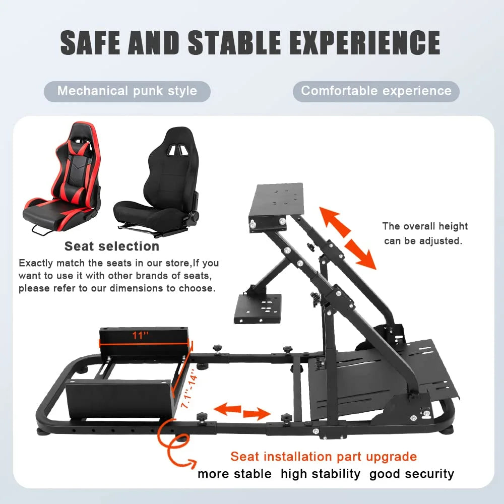 Racing Simulator Cockpit with Dual Reinforcement Arms H198
