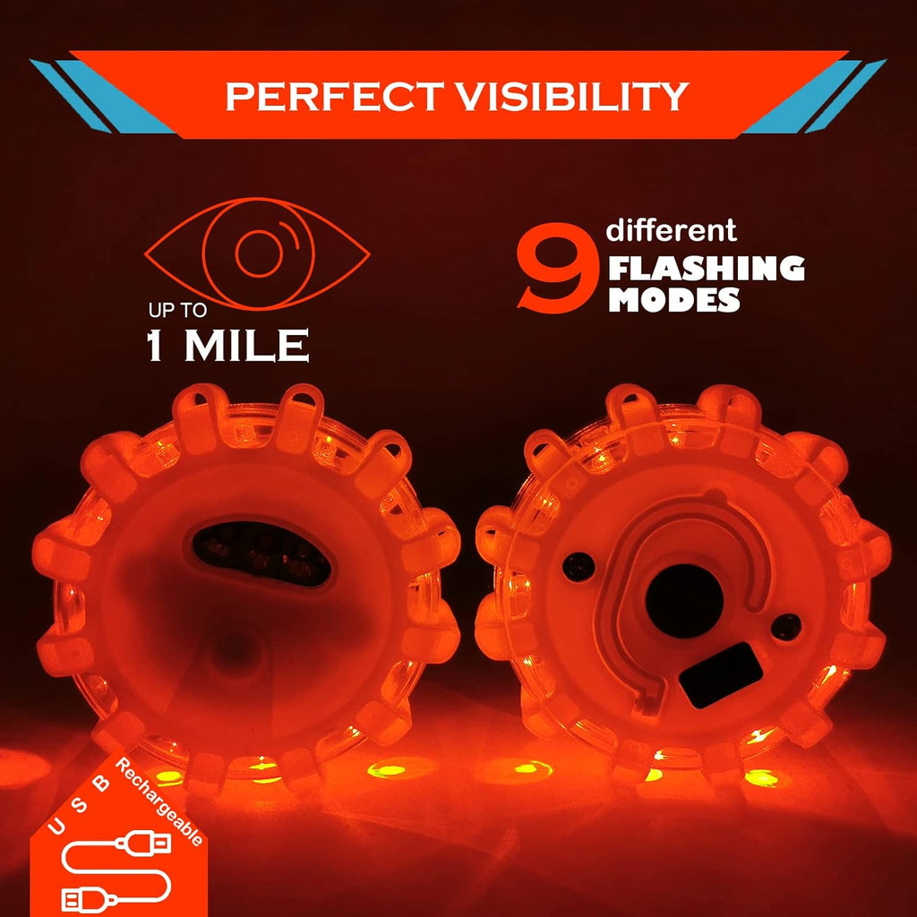 8 Pack Rechargeable LED Road Flares with Magnetic Base Z982