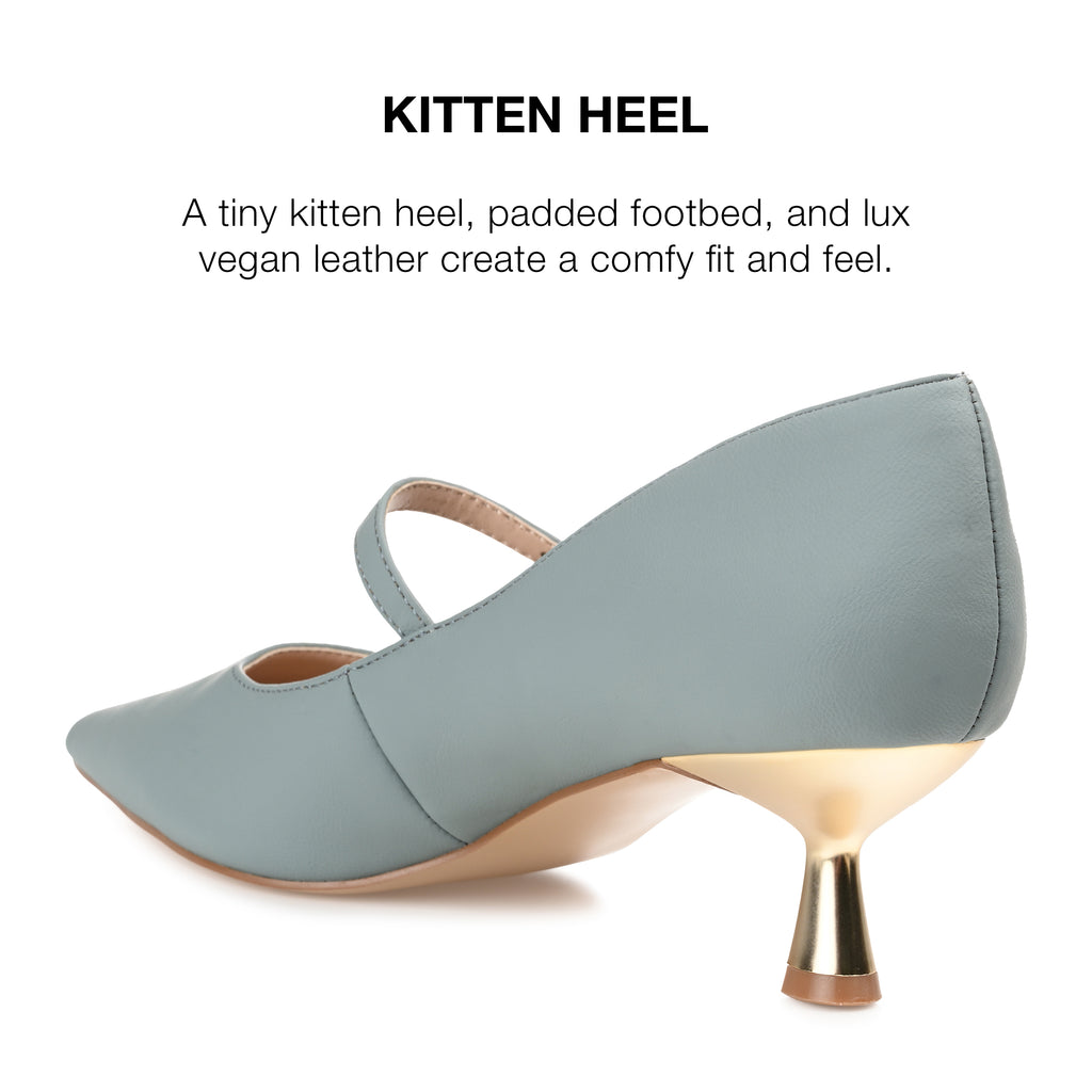 Pointed Toe Kitten Heel Mary Jane Pumps N146