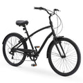 26 7-Speed Sport Hybrid Cruiser Bicycle Matte Black S730