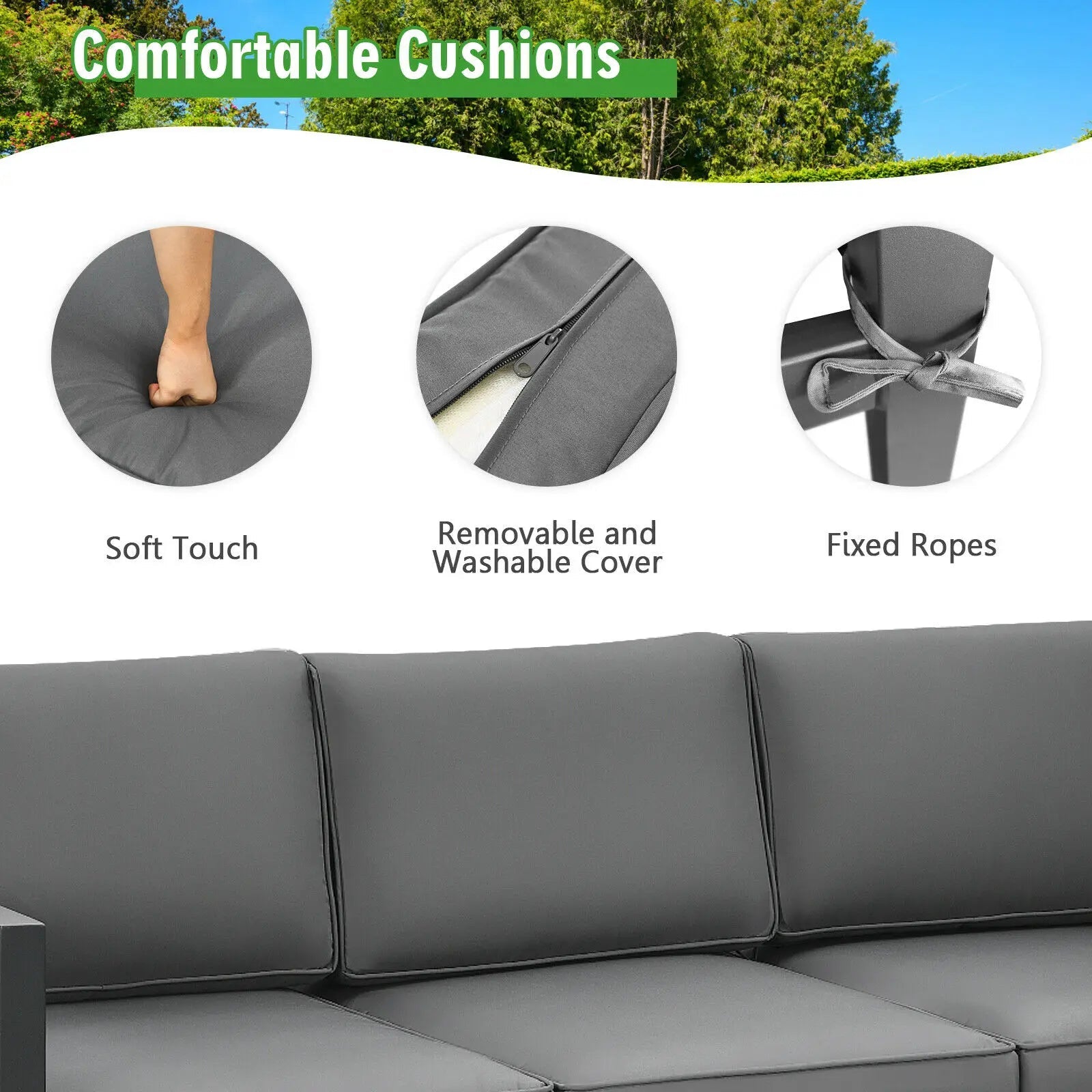 4-Piece Outdoor Patio Furniture Set Sectional Sofa Set Coffee Table M7411