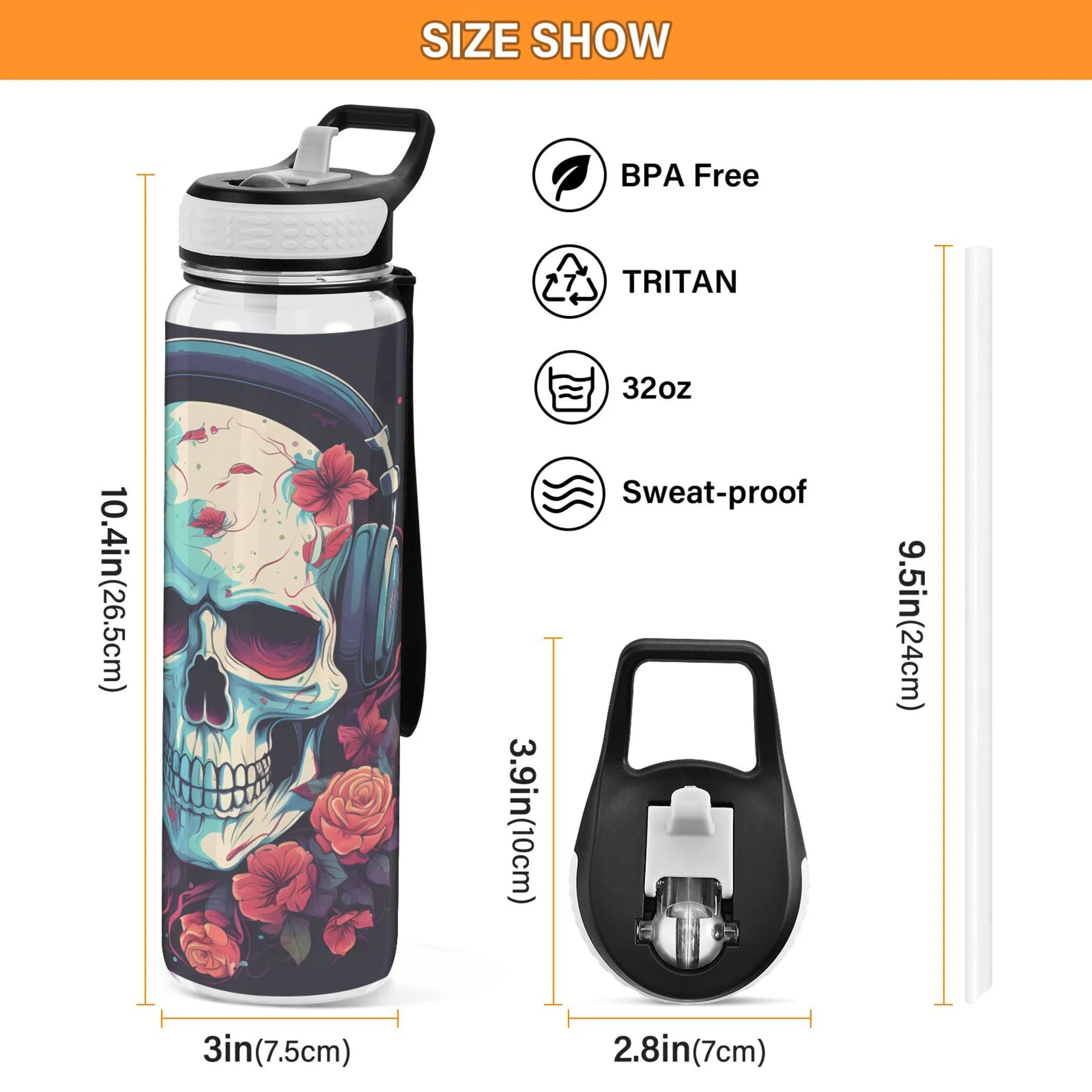 32oz Leakproof Tritan Sports Water Bottle with Straw C909