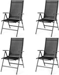 Set of 2 Black Folding Patio Dining Chairs with Armrest High Backrest Z623