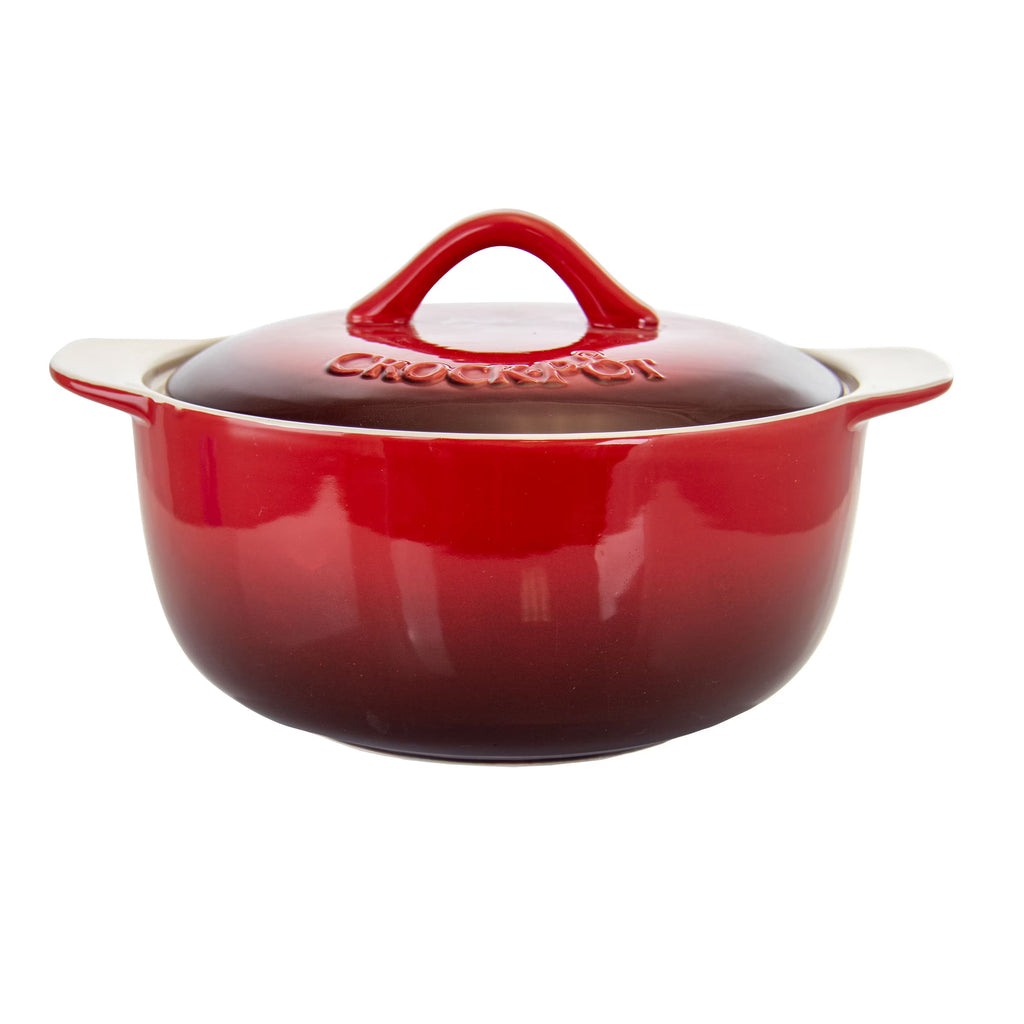 2.3 Quart Round Stoneware Casserole with Lid in Red X27174