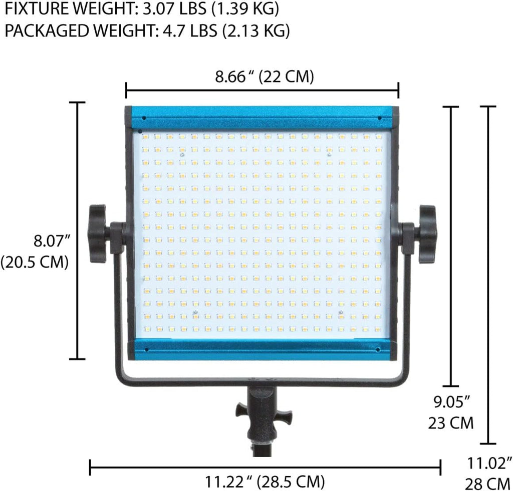Bi-Color 3200K-5600K LED Video Light with App Control, Dimmable 0-100%, CRI & TLCI 96+, Dual NP-F Battery Plate L474263