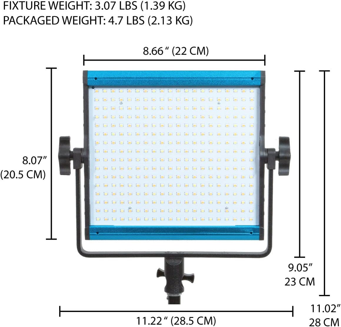 Bi-Color 3200K-5600K LED Video Light with App Control, Dimmable 0-100%, CRI & TLCI 96+, Dual NP-F Battery Plate L474263