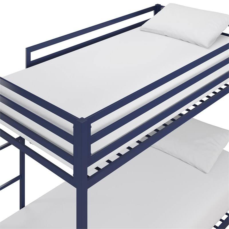 Blue Twin Over Twin Metal Bunk Bed H3007