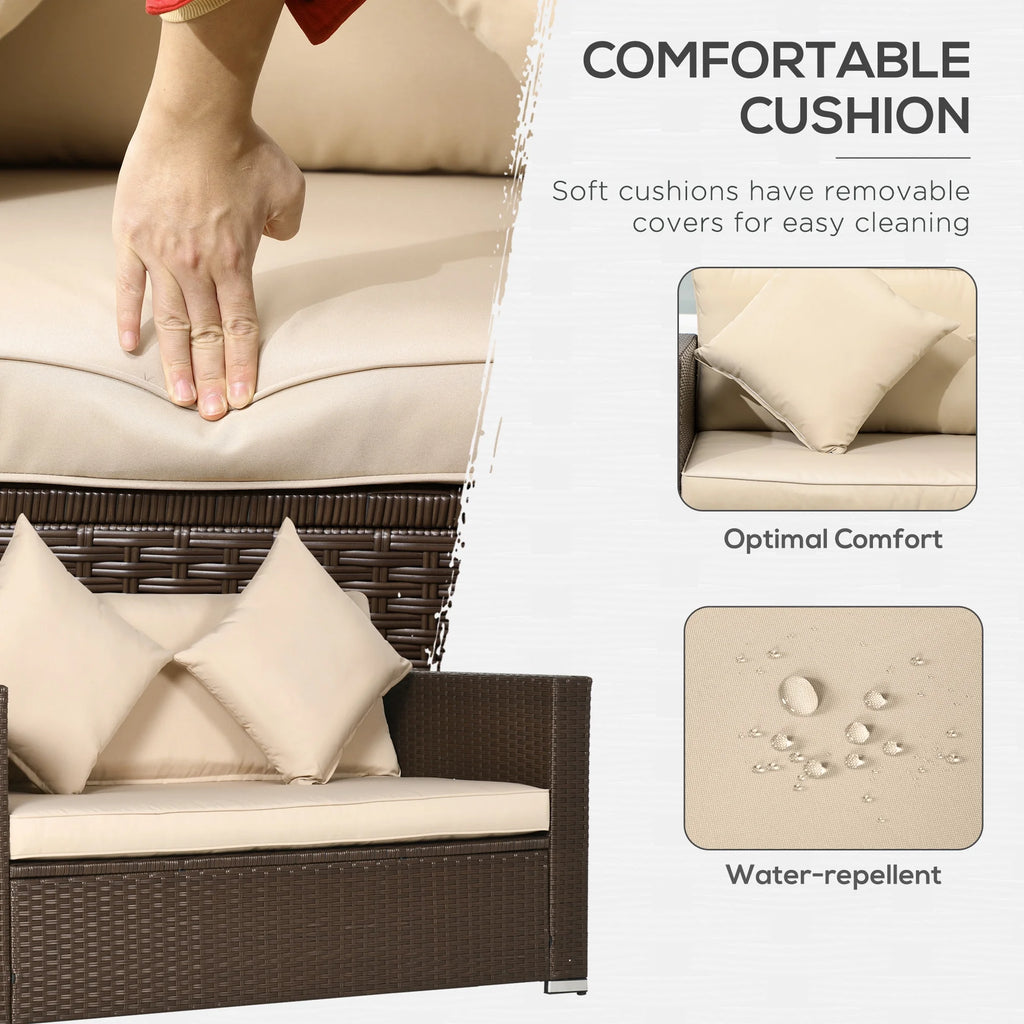 Beige Padded Outdoor Loveseat A5933