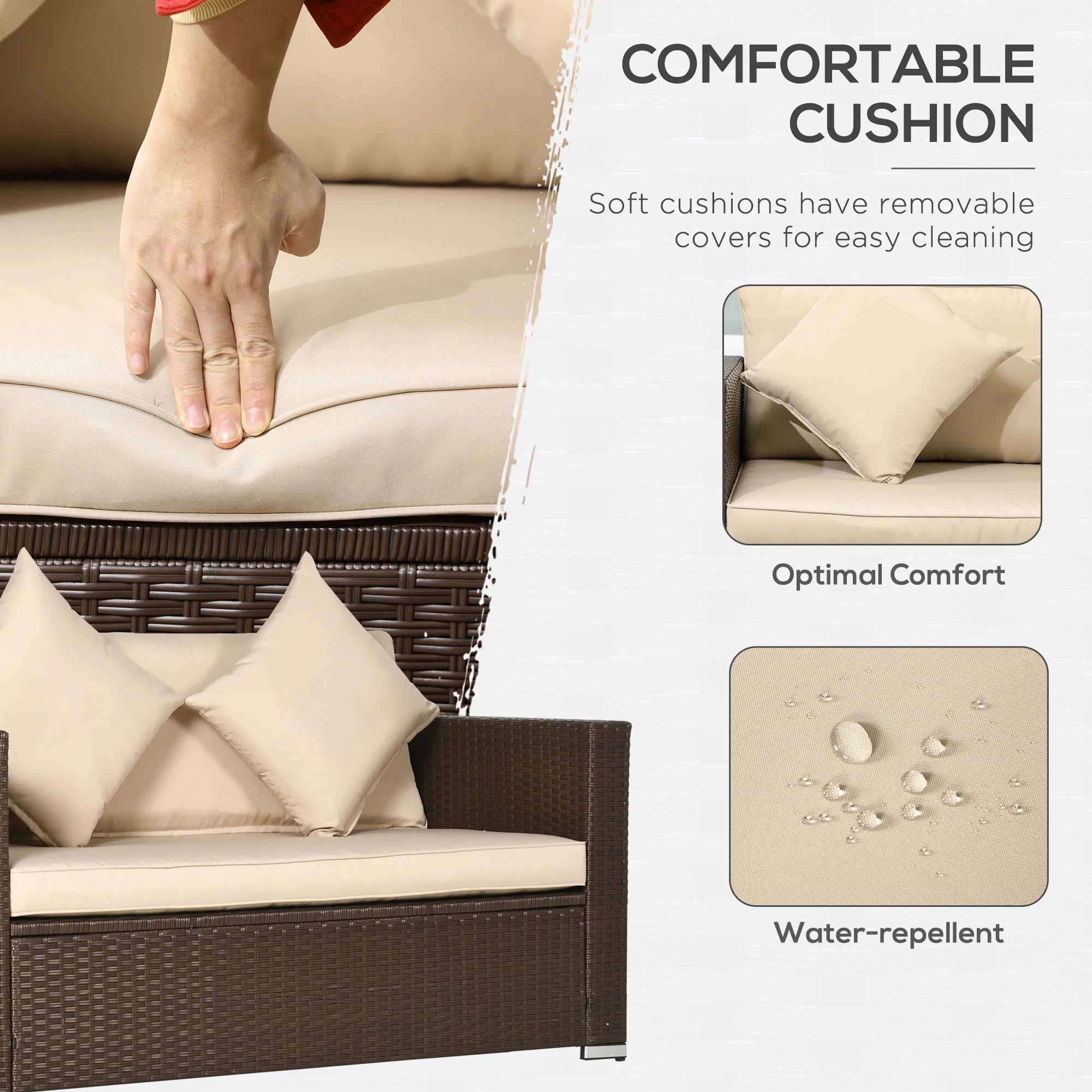 Beige Padded Outdoor Loveseat A5933