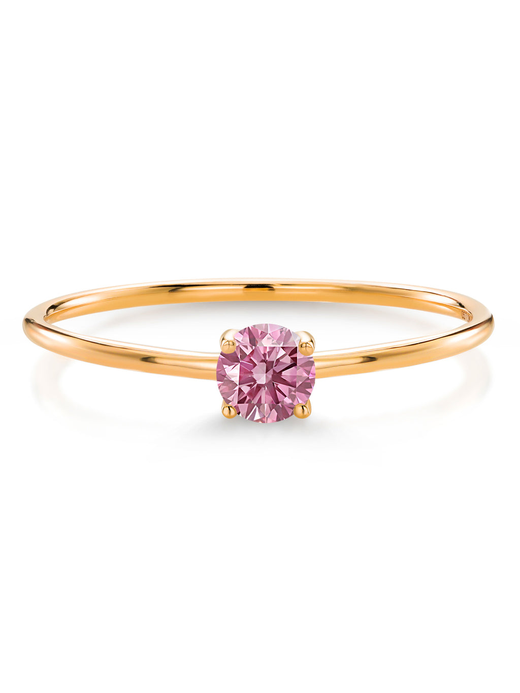10K Yellow Gold Pink Lab Grown Diamond Solitaire Engagement Ring H65395
