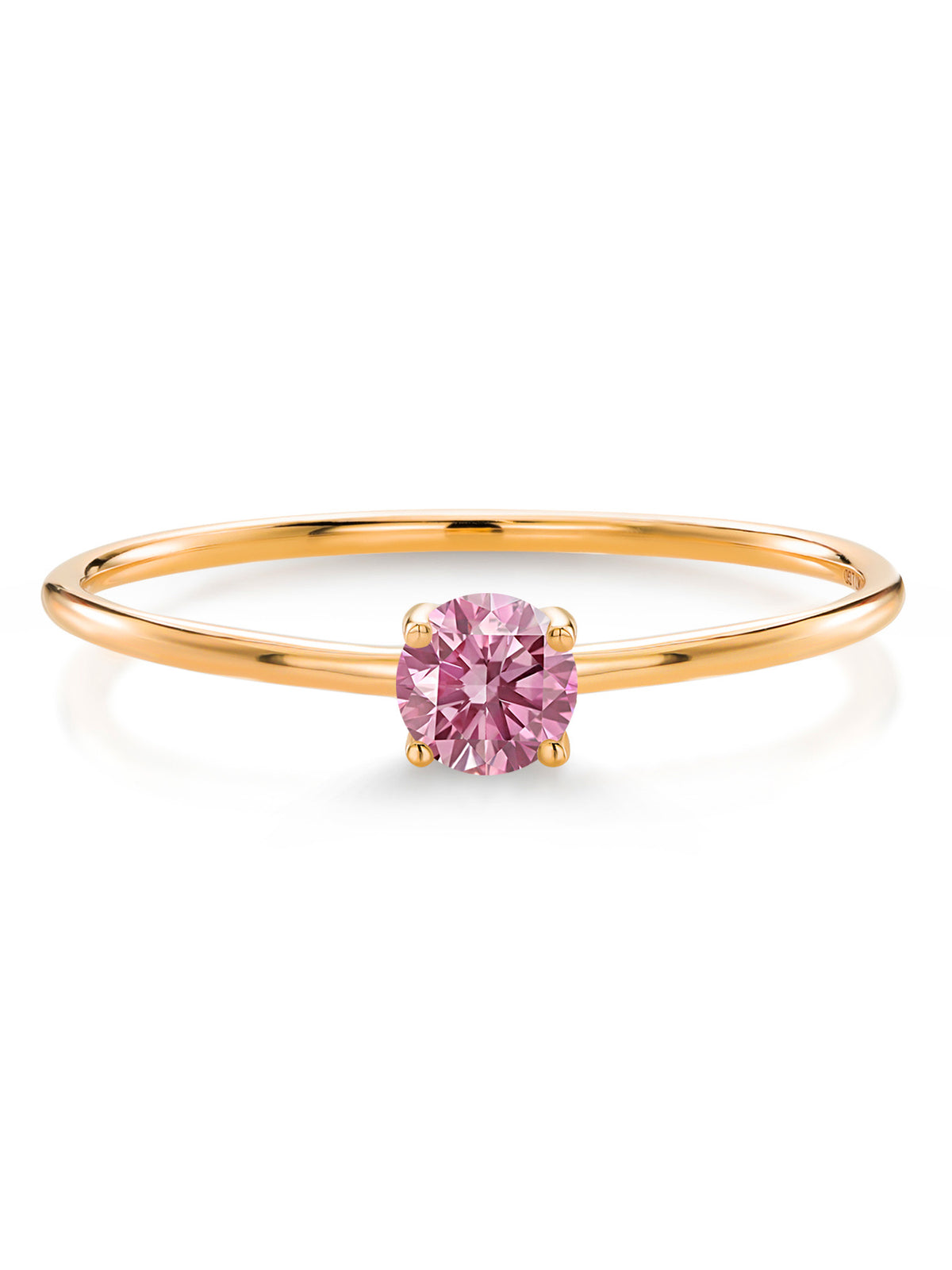 10K Yellow Gold Pink Lab Grown Diamond Solitaire Engagement Ring H65395