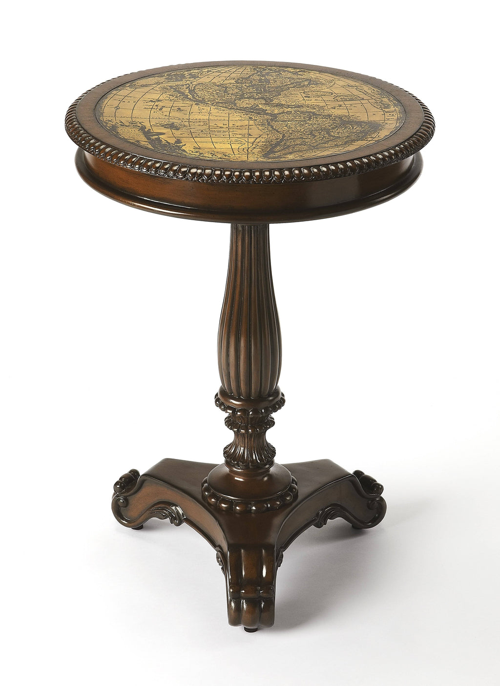 Etched Brass Round Pedestal Table Q6051