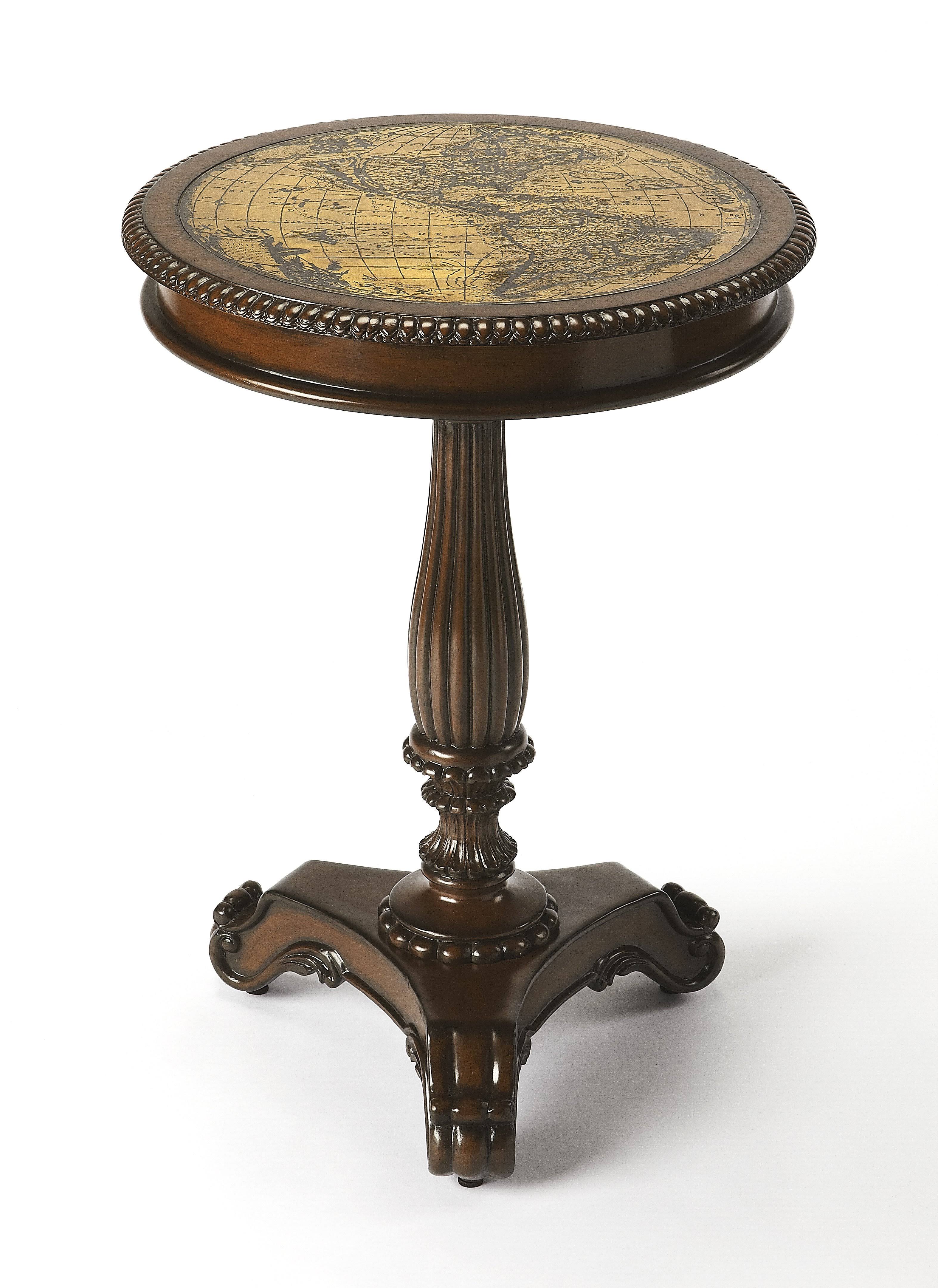 Etched Brass Round Pedestal Table Q6051
