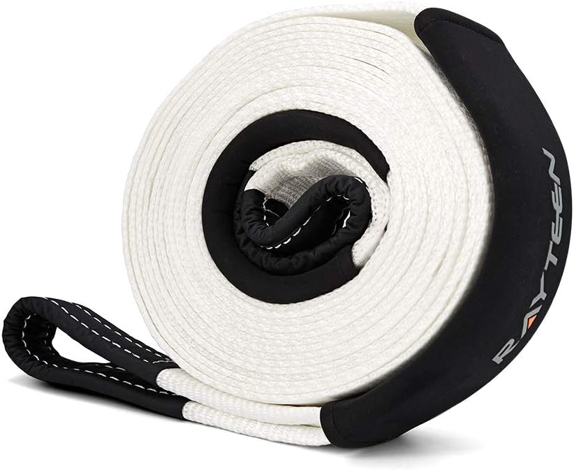 Nylon Kinetic Snatch Strap 4in x 30ft 24,200lb Pulling Force Reinforced Loops Protection Sleeves Pack of 2 G810