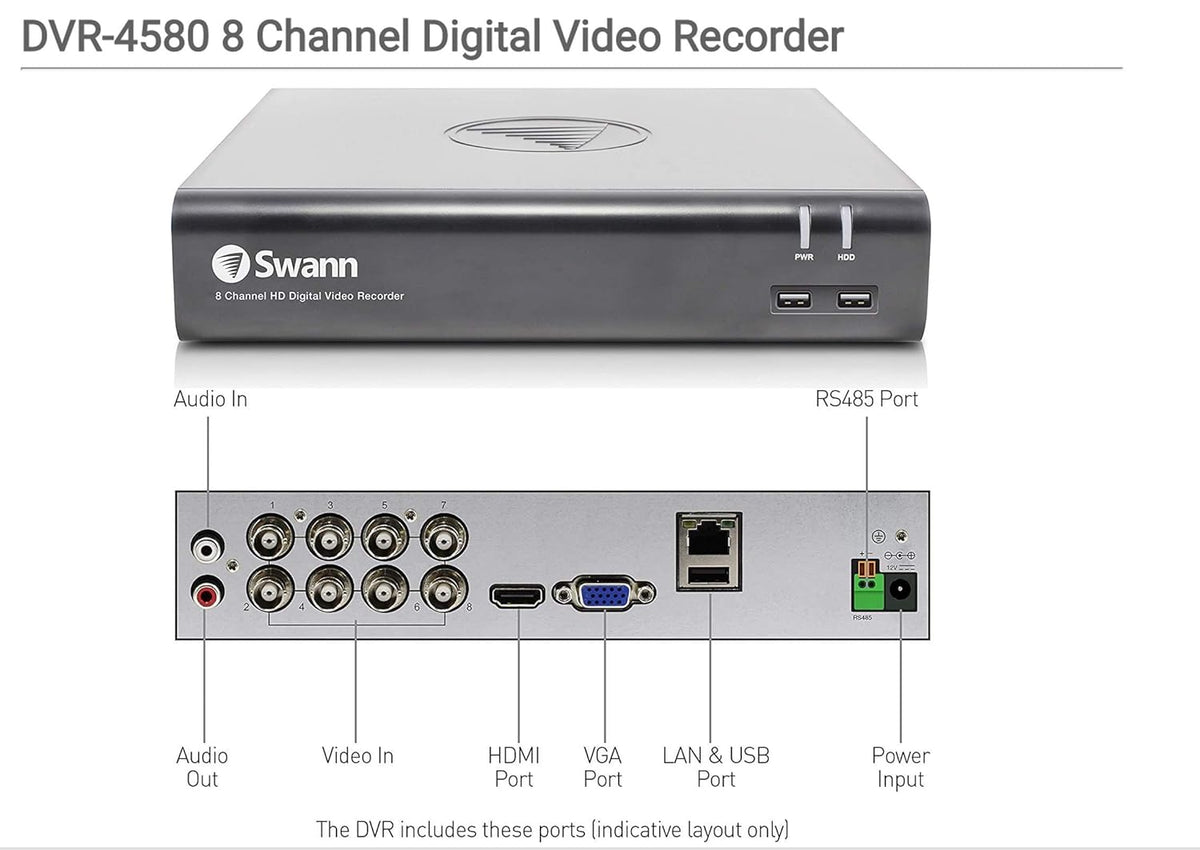 8 Channel 4 Camera Wired Security System 1080p HD DVR 1TB HDD Q195