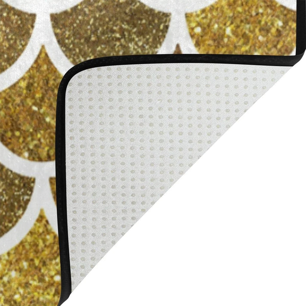 Mermaid Scales Glitter Print Lightweight Carpet Mats, 6'8" x 4'10" Area Soft Rugs Floor Mat Rug O156546