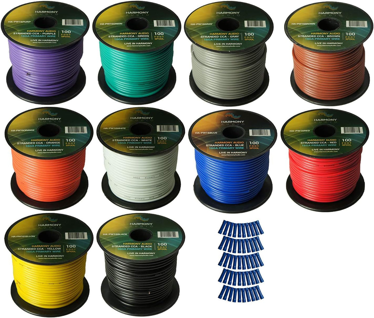 16 Gauge Single Conductor Power or Ground Wire - 10 Rolls - 1000 Feet - Color Mix F377562