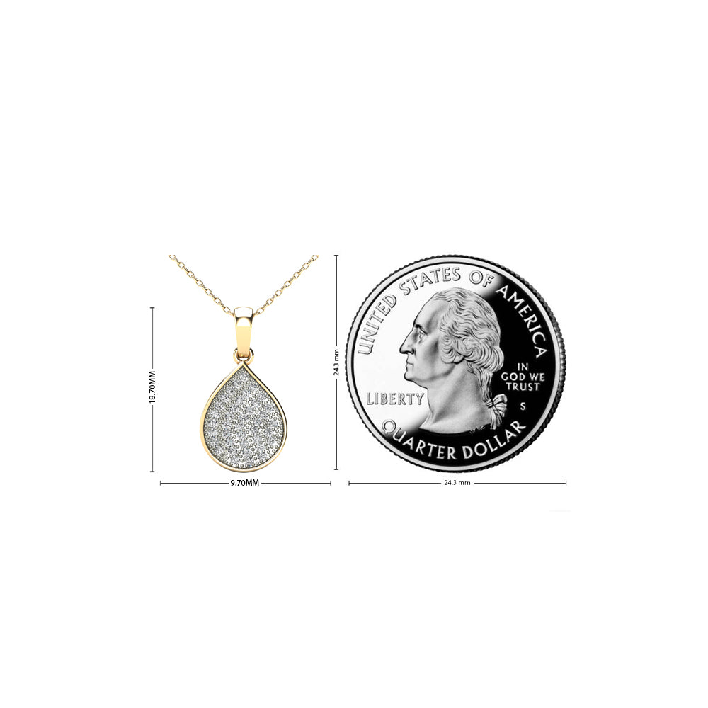 10K Yellow Gold Diamond Teardrop Pendant Necklace V3603