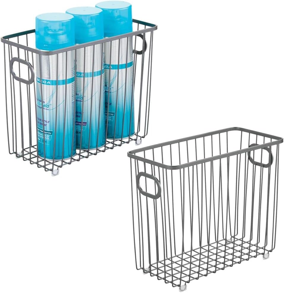 Bronze Metal Bathroom Storage Organizer Basket Bin, 2 Pack M241