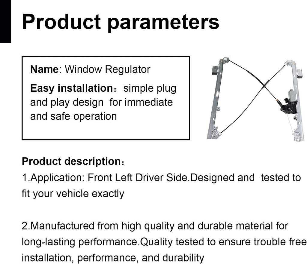 Front Left Driver Side Power Window Regulator with Motor Pack of 2 G70449