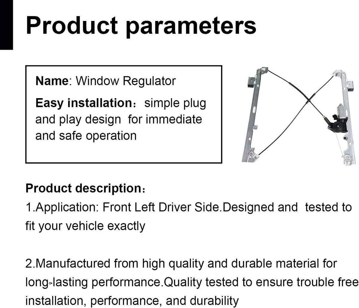 Front Left Driver Side Power Window Regulator with Motor Pack of 2 G70449