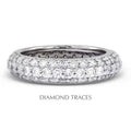 18K White Gold Pave Setting 1.61 Carat Total Natural Diamonds Three Row Band Eternity Ring Q586