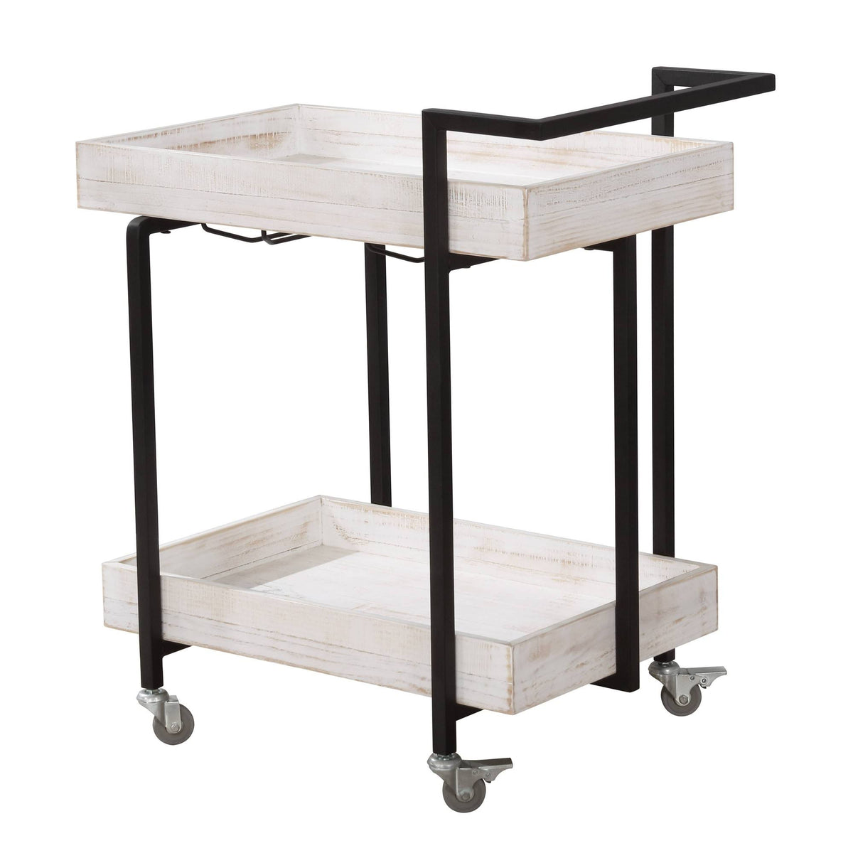 Antique White/Black 2 Shelf Serving Cart Z780644