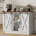 Coffee Bar Cabinet with Sliding Barn Doors, 42” Sideboard Buffet Cabinet with Storage, Espresso V754