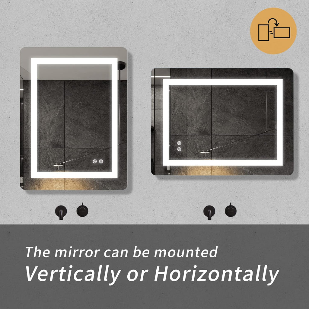LED Mirror, 24x32 Inch Lighted Bathroom Mirror with Lights, Anti Fog, Dimmable, 3 Lighting Temperature Setting Q995007