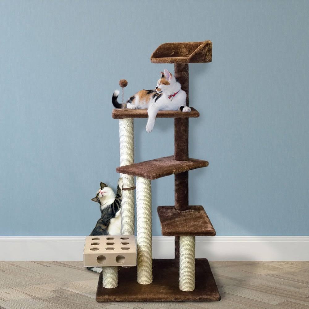 Brown Pet Cat Furniture Play Stairs with IQ Busy Box G731022