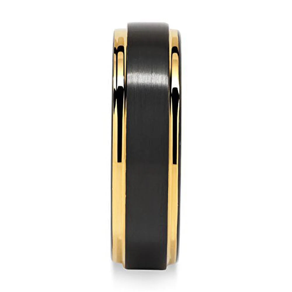 6mm Two Tone Black Gold Tungsten Wedding Band Engagement Ring Z8862
