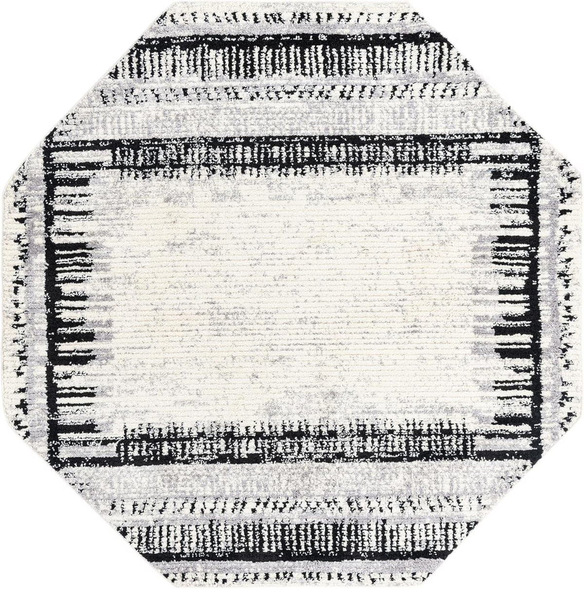 Octagon Black And White Medium-Pile Rug E21264