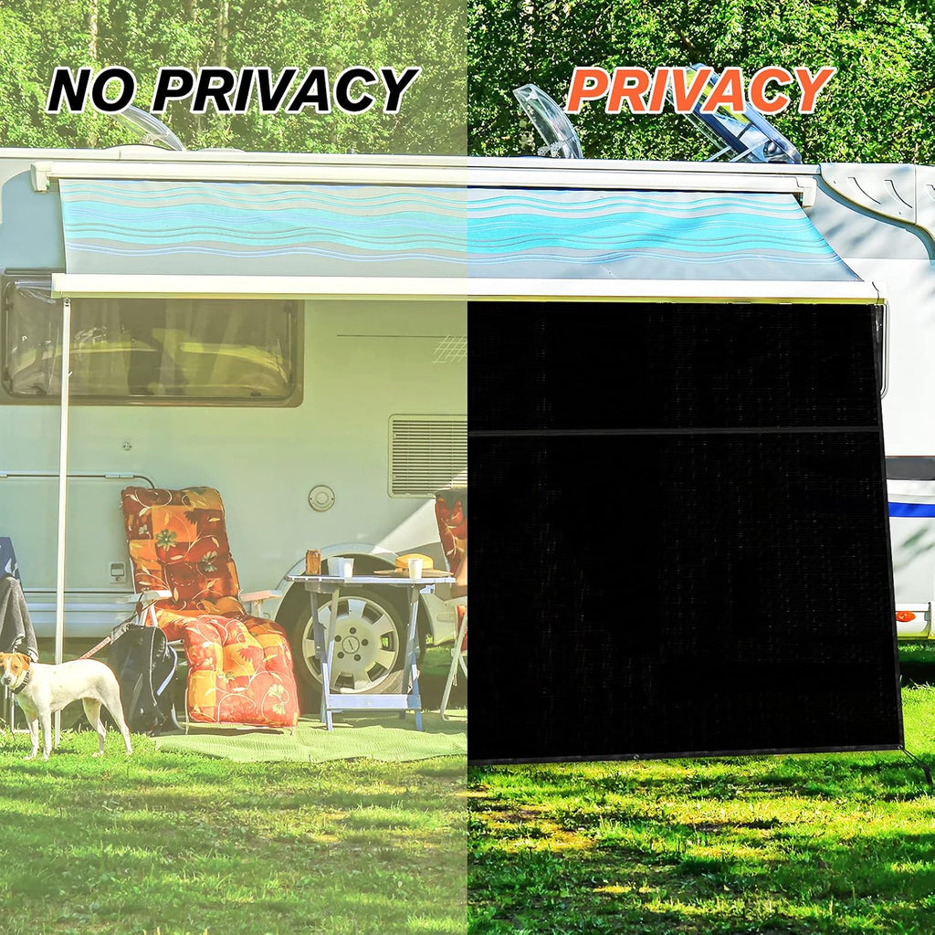 RV Awning Sun Shade Screen with Zipper, 9'X15' Black Mesh Camper Sunshade Y887