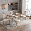 Cream Linen Fabric Rattan Back Dining Chair, Set of 2 K77266