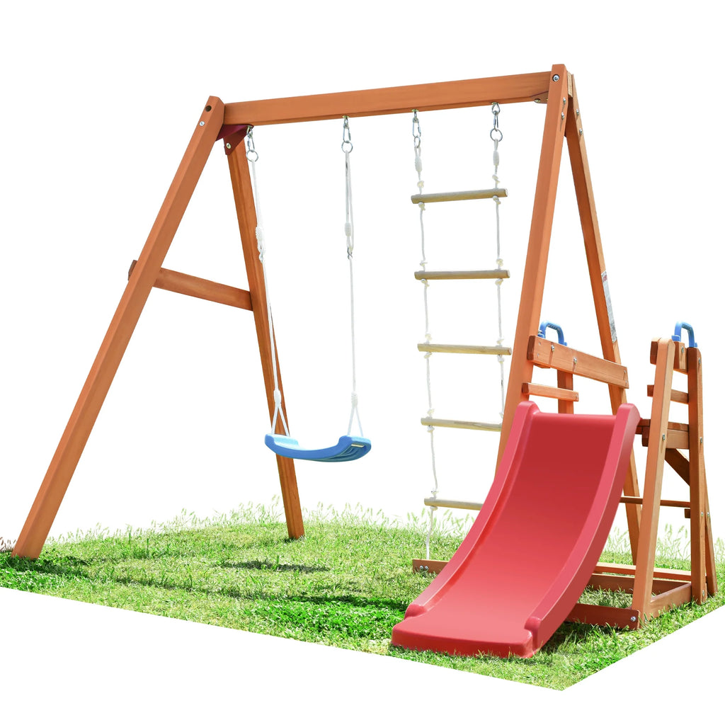 Wooden Swing Set for Outdoor Play V986