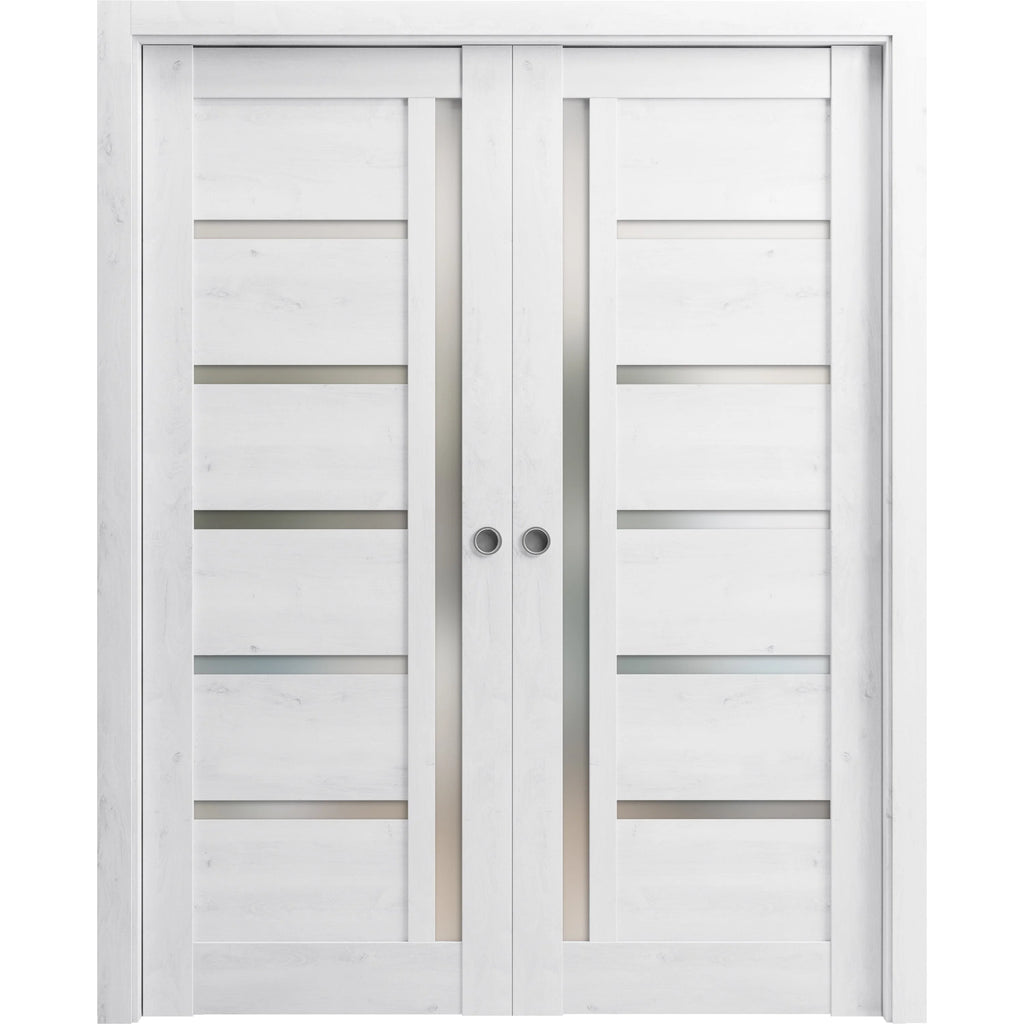 Sliding French Double Pocket Doors 84 x 84 inches Solid Wood Interior Doors Z913376