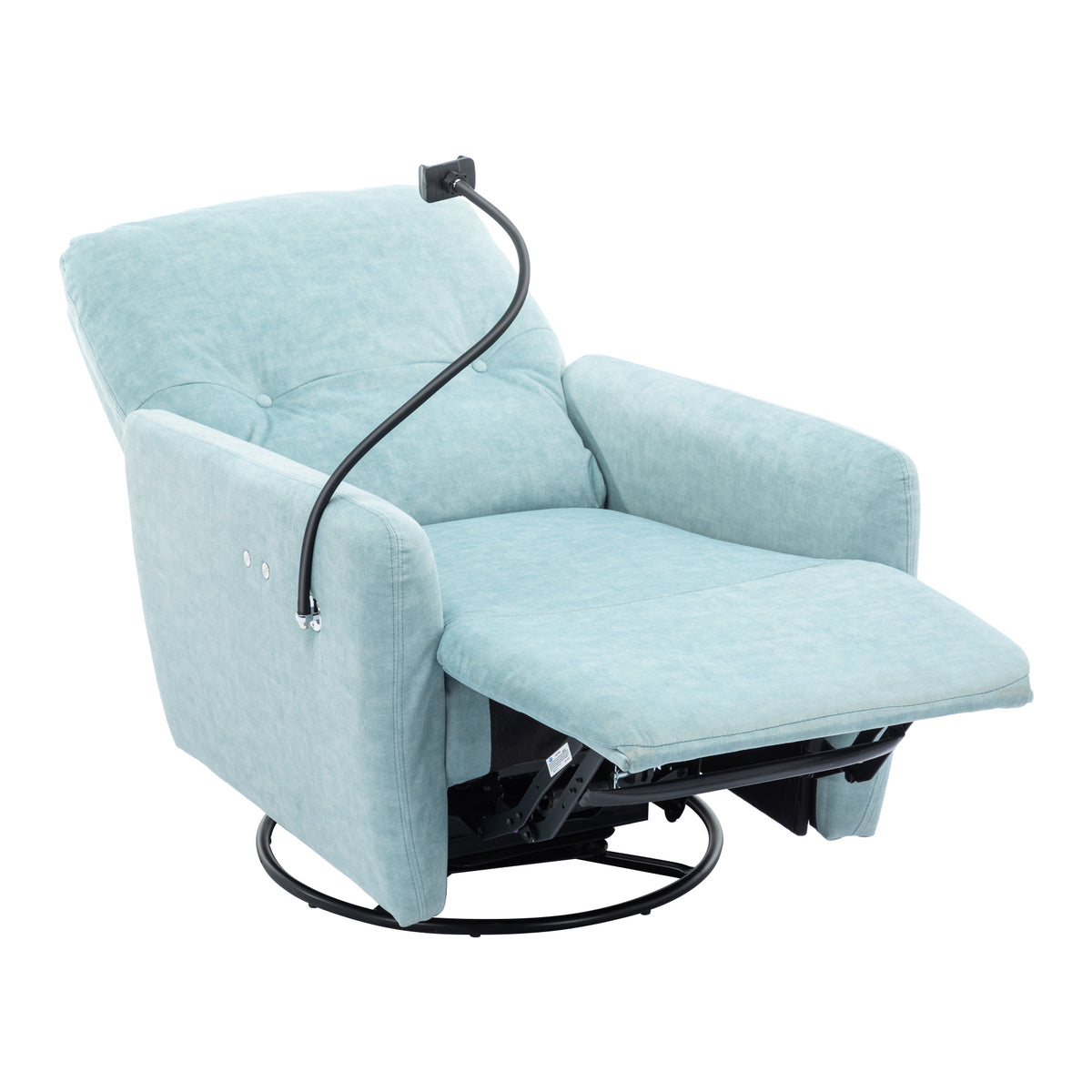 Blue 270 Degree Swivel Electric Recliner Chair with Phone Holder S5746