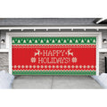 Green and Red Double Car Garage Door Banner U55461